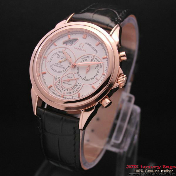 OMEGA DE VILLE CO-AXIAL CHRONOSCOPE Red Gold on Black Leather Strap OM77425