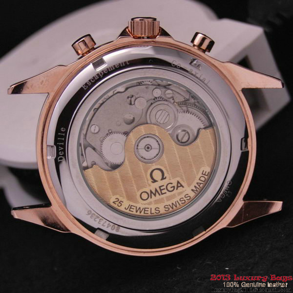 OMEGA DE VILLE CO-AXIAL CHRONOSCOPE Red Gold on Black Leather Strap OM77425