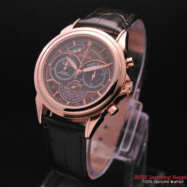 OMEGA DE VILLE CO-AXIAL CHRONOSCOPE Red Gold on Black Leather Strap OM77428