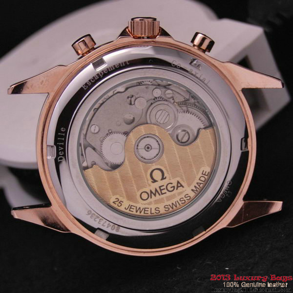 OMEGA DE VILLE CO-AXIAL CHRONOSCOPE Red Gold on Black Leather Strap OM77428