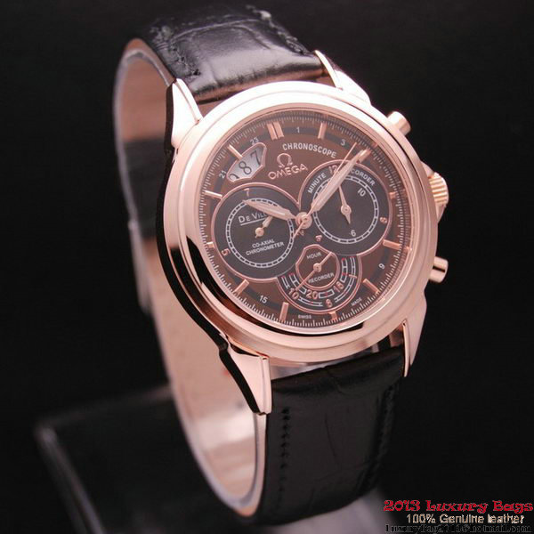 OMEGA DE VILLE CO-AXIAL CHRONOSCOPE Red Gold on Black Leather Strap OM77428