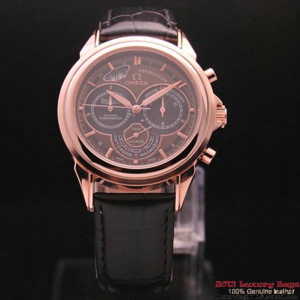 OMEGA DE VILLE CO-AXIAL CHRONOSCOPE Red Gold on Black Leather Strap OM77428