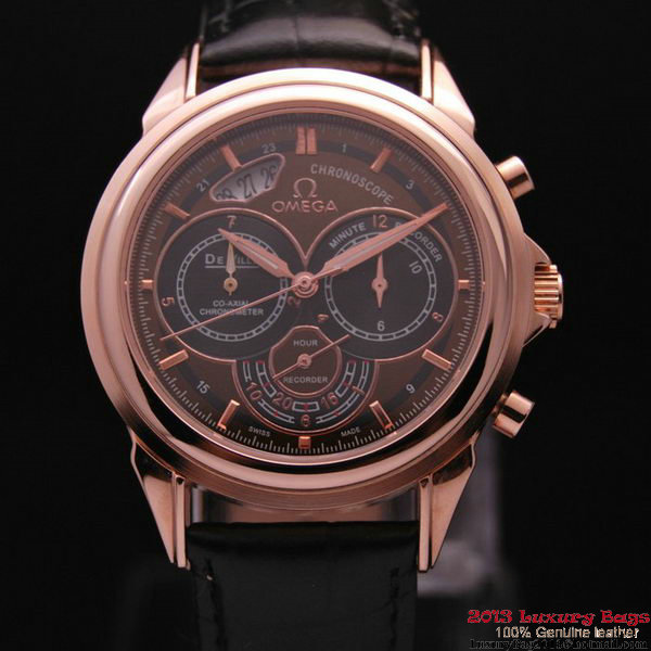 OMEGA DE VILLE CO-AXIAL CHRONOSCOPE Red Gold on Black Leather Strap OM77428