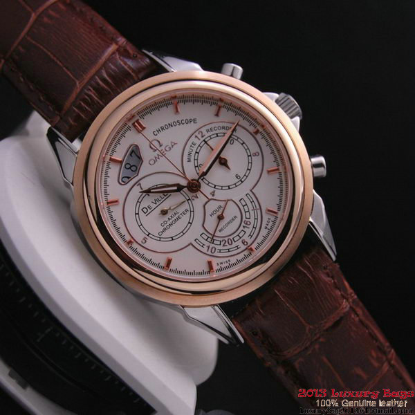 OMEGA DE VILLE CO-AXIAL CHRONOSCOPE Red Gold on Brown Leather Strap OM77418