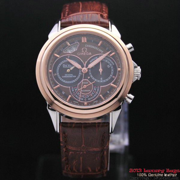 OMEGA DE VILLE CO-AXIAL CHRONOSCOPE Red Gold on Brown Leather Strap OM77420