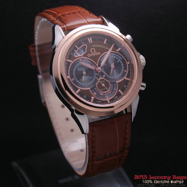 OMEGA DE VILLE CO-AXIAL CHRONOSCOPE Red Gold on Brown Leather Strap OM77420