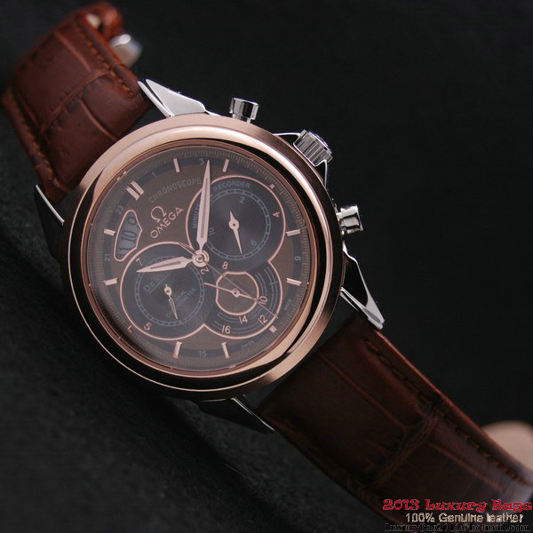 OMEGA DE VILLE CO-AXIAL CHRONOSCOPE Red Gold on Brown Leather Strap OM77420