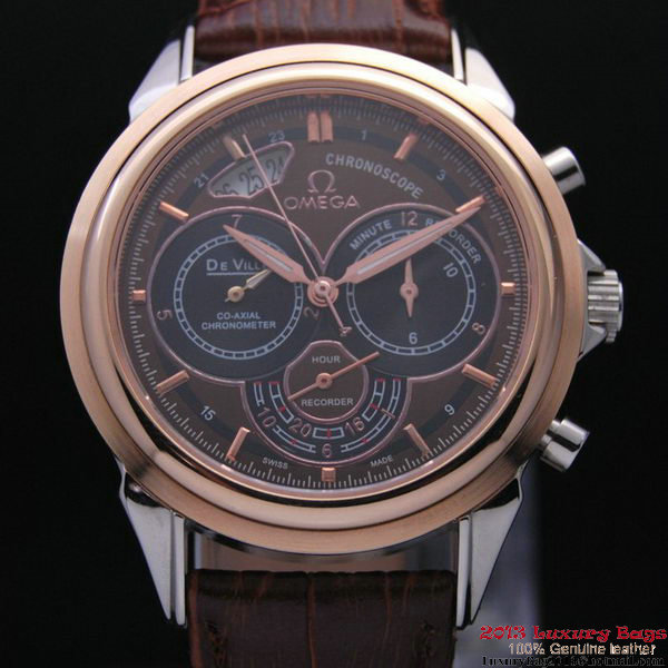 OMEGA DE VILLE CO-AXIAL CHRONOSCOPE Red Gold on Brown Leather Strap OM77420