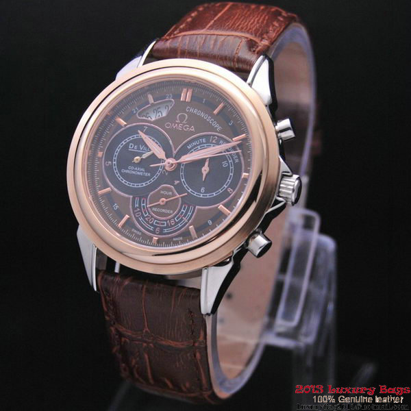 OMEGA DE VILLE CO-AXIAL CHRONOSCOPE Red Gold on Brown Leather Strap OM77420