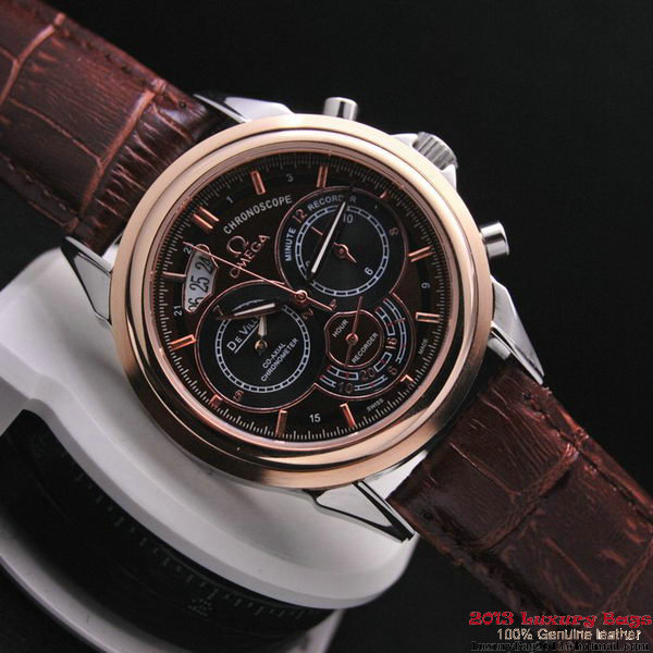 OMEGA DE VILLE CO-AXIAL CHRONOSCOPE Red Gold on Brown Leather Strap OM77420