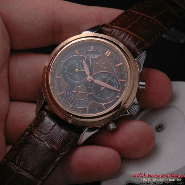 OMEGA DE VILLE CO-AXIAL CHRONOSCOPE Red Gold on Brown Leather Strap OM77420