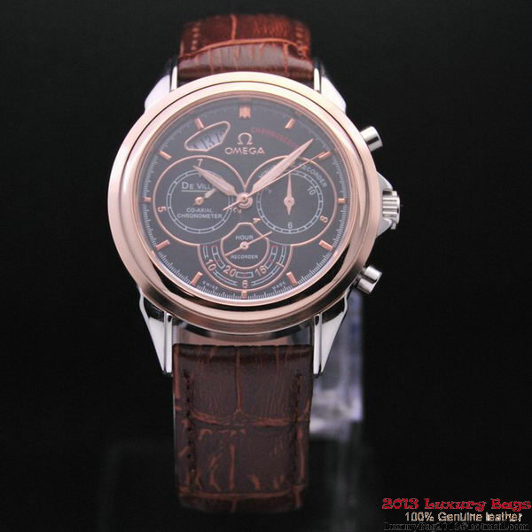 OMEGA DE VILLE CO-AXIAL CHRONOSCOPE Red Gold on Brown Leather Strap OM77422