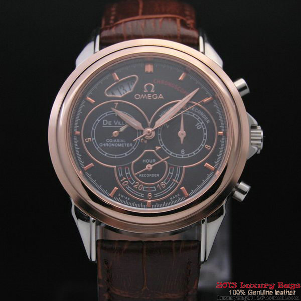 OMEGA DE VILLE CO-AXIAL CHRONOSCOPE Red Gold on Brown Leather Strap OM77422