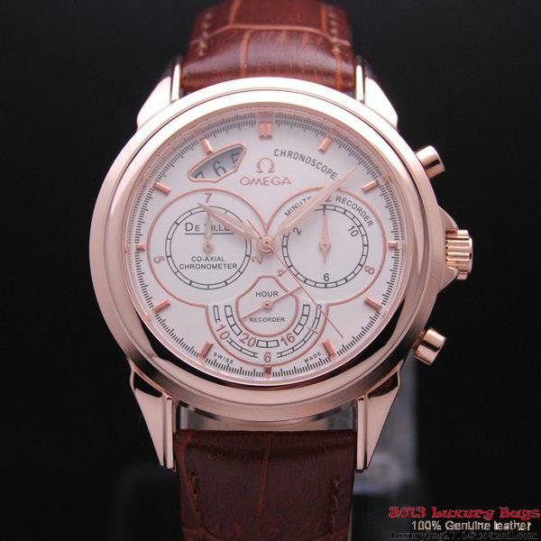 OMEGA DE VILLE CO-AXIAL CHRONOSCOPE Red Gold on Brown Leather Strap OM77424