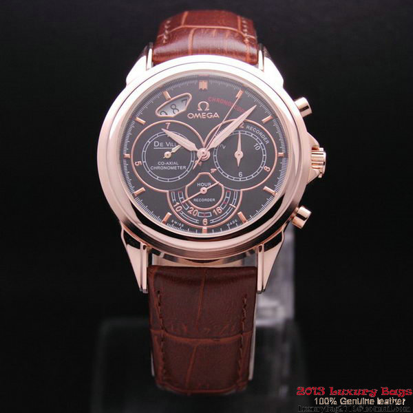 OMEGA DE VILLE CO-AXIAL CHRONOSCOPE Red Gold on Brown Leather Strap OM77426