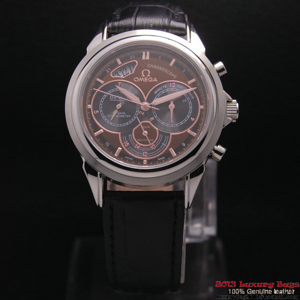 OMEGA DE VILLE CO-AXIAL CHRONOSCOPE Steel on Black Leather Strap OM77405