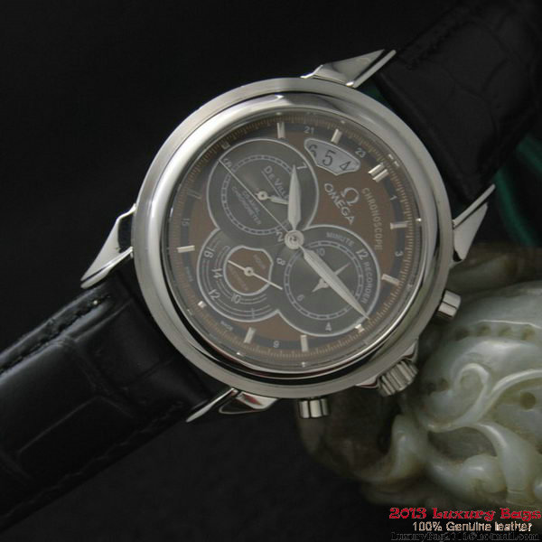 OMEGA DE VILLE CO-AXIAL CHRONOSCOPE Steel on Black Leather Strap OM77407