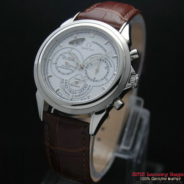 OMEGA DE VILLE CO-AXIAL CHRONOSCOPE Steel on Brown Leather Strap OM77401