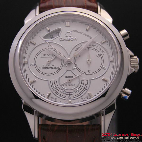 OMEGA DE VILLE CO-AXIAL CHRONOSCOPE Steel on Brown Leather Strap OM77401