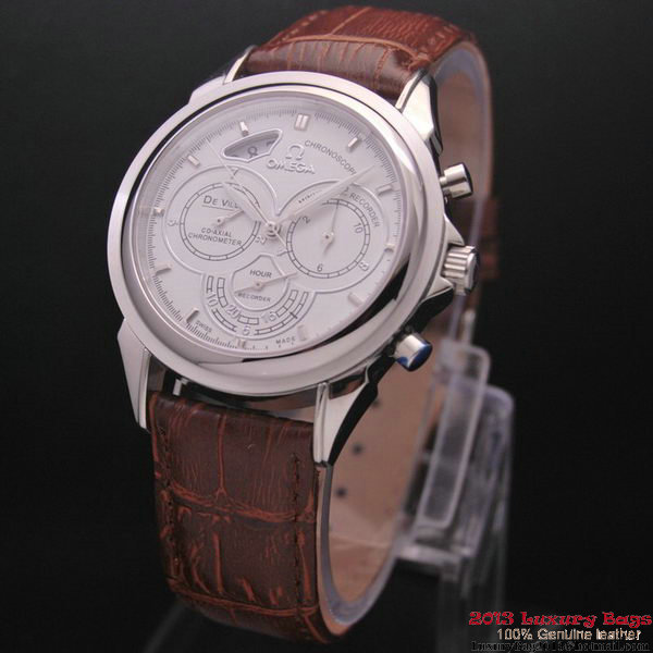 OMEGA DE VILLE CO-AXIAL CHRONOSCOPE Steel on Brown Leather Strap OM77401