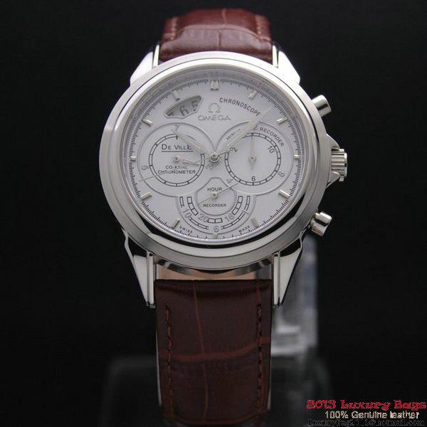 OMEGA DE VILLE CO-AXIAL CHRONOSCOPE Steel on Brown Leather Strap OM77401