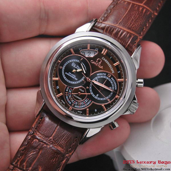 OMEGA DE VILLE CO-AXIAL CHRONOSCOPE Steel on Brown Leather Strap OM77404