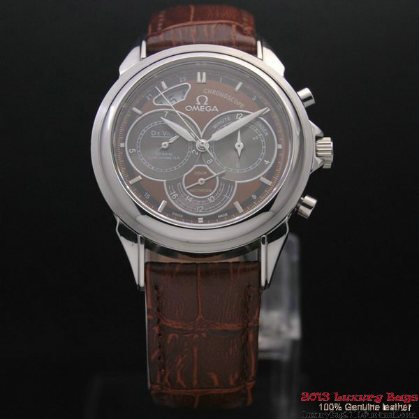 OMEGA DE VILLE CO-AXIAL CHRONOSCOPE Steel on Brown Leather Strap OM77406