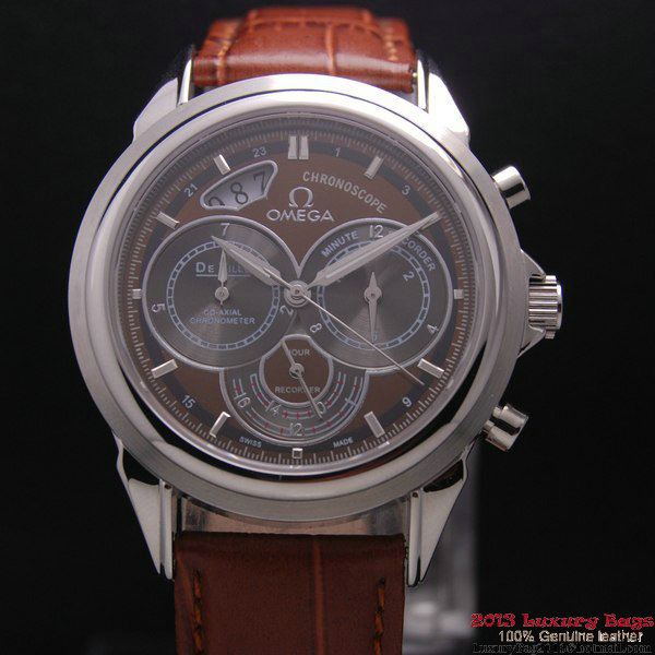 OMEGA DE VILLE CO-AXIAL CHRONOSCOPE Steel on Brown Leather Strap OM77406