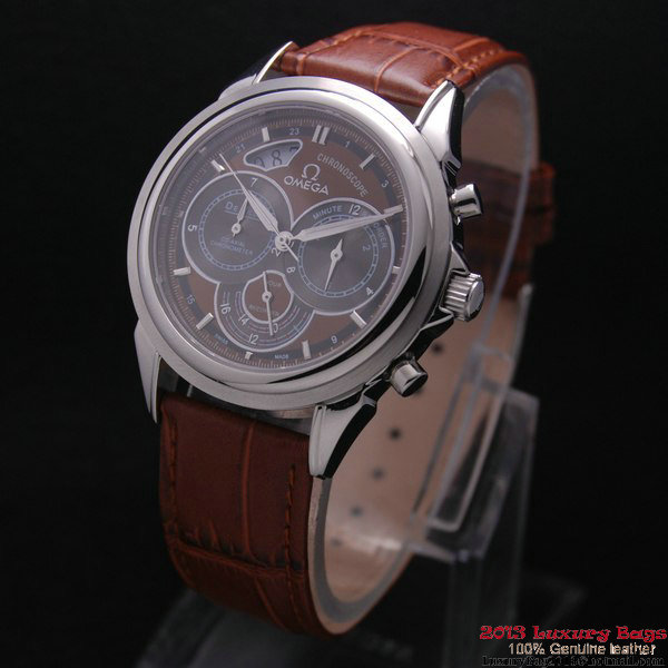 OMEGA DE VILLE CO-AXIAL CHRONOSCOPE Steel on Brown Leather Strap OM77406