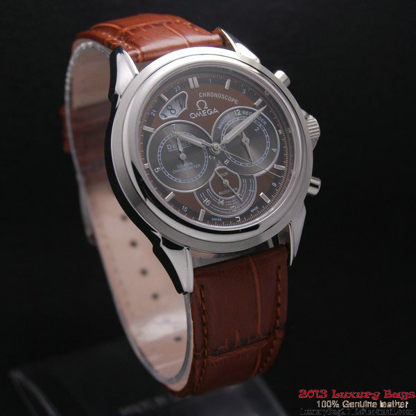 OMEGA DE VILLE CO-AXIAL CHRONOSCOPE Steel on Brown Leather Strap OM77406