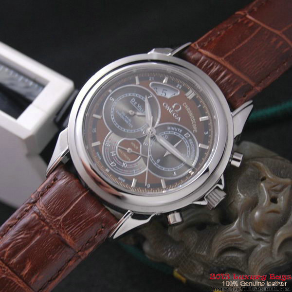 OMEGA DE VILLE CO-AXIAL CHRONOSCOPE Steel on Brown Leather Strap OM77406