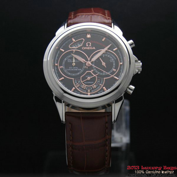 OMEGA DE VILLE CO-AXIAL CHRONOSCOPE Steel on Brown Leather Strap OM77408