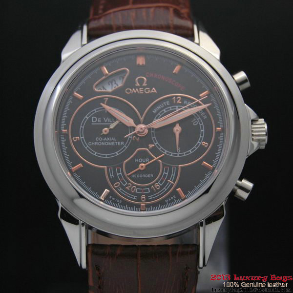 OMEGA DE VILLE CO-AXIAL CHRONOSCOPE Steel on Brown Leather Strap OM77408