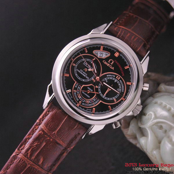 OMEGA DE VILLE CO-AXIAL CHRONOSCOPE Steel on Brown Leather Strap OM77408