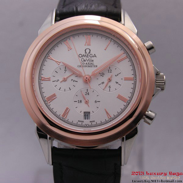 OMEGA DE VILLE CO-AXIAL Chronometer Red Gold on Black Leather Strap OM77502