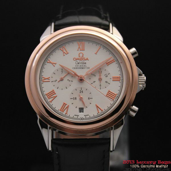 OMEGA DE VILLE CO-AXIAL Chronometer Red Gold on Black Leather Strap OM77502