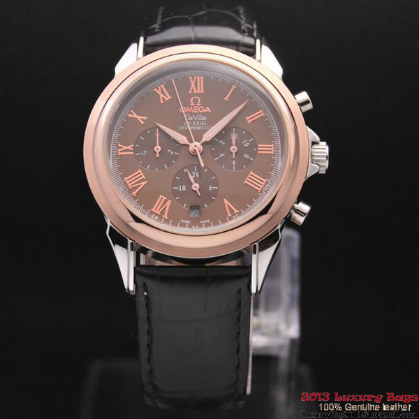 OMEGA DE VILLE CO-AXIAL Chronometer Red Gold on Black Leather Strap OM77504