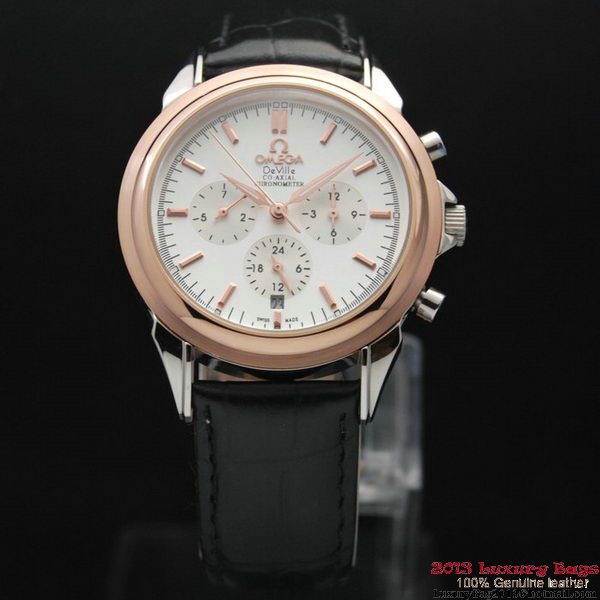 OMEGA DE VILLE CO-AXIAL Chronometer Red Gold on Black Leather Strap OM77508