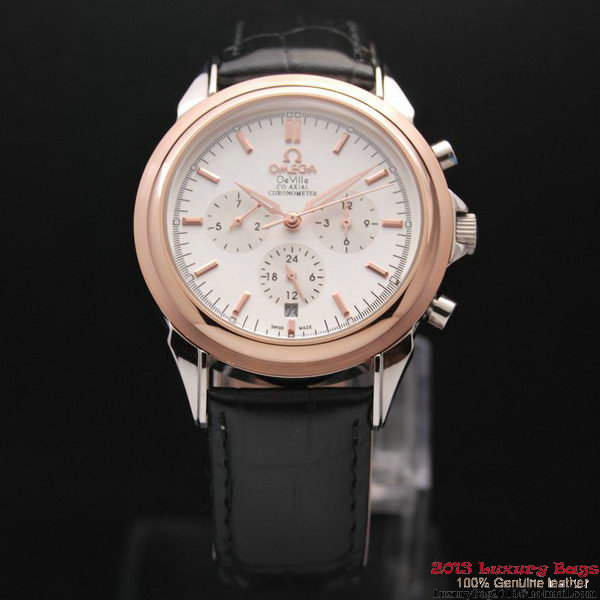 OMEGA DE VILLE CO-AXIAL Chronometer Red Gold on Black Leather Strap OM77508