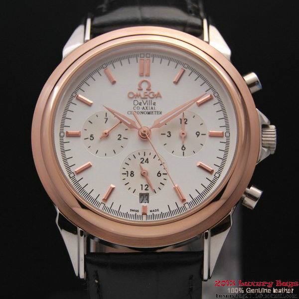 OMEGA DE VILLE CO-AXIAL Chronometer Red Gold on Black Leather Strap OM77508