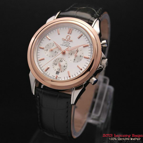 OMEGA DE VILLE CO-AXIAL Chronometer Red Gold on Black Leather Strap OM77508