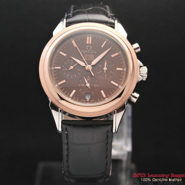 OMEGA DE VILLE CO-AXIAL Chronometer Red Gold on Black Leather Strap OM77510