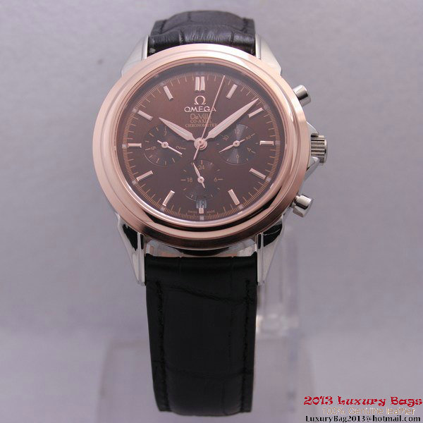 OMEGA DE VILLE CO-AXIAL Chronometer Red Gold on Black Leather Strap OM77510