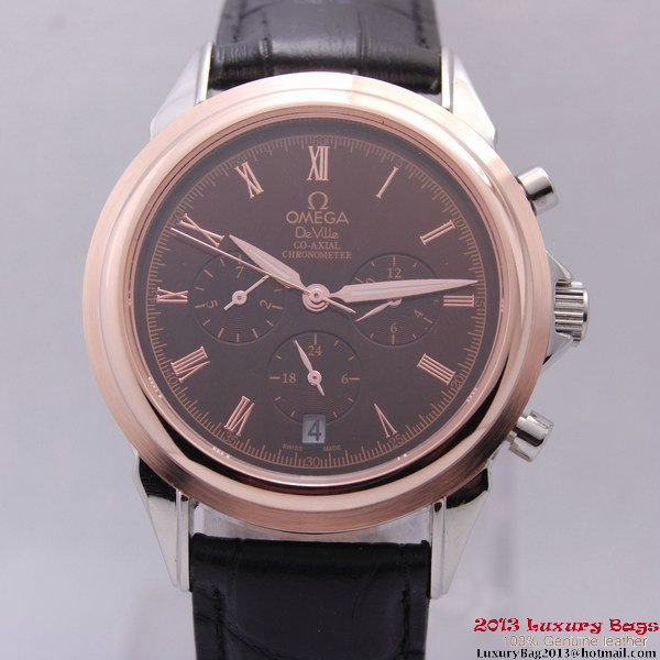 OMEGA DE VILLE CO-AXIAL Chronometer Red Gold on Black Leather Strap OM77512