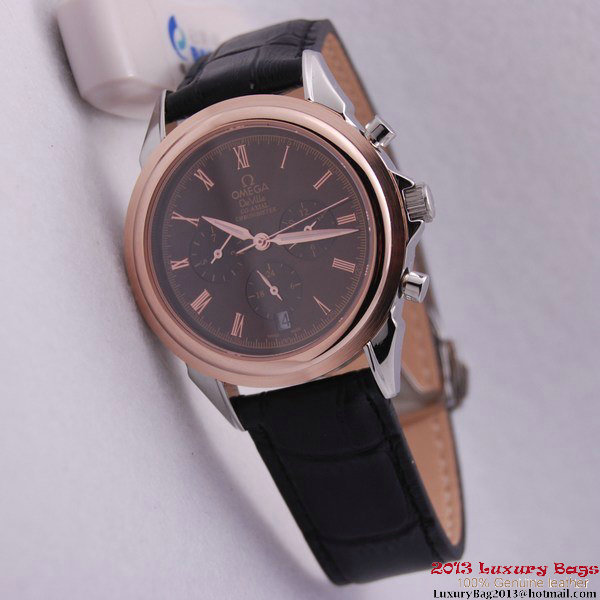 OMEGA DE VILLE CO-AXIAL Chronometer Red Gold on Black Leather Strap OM77512