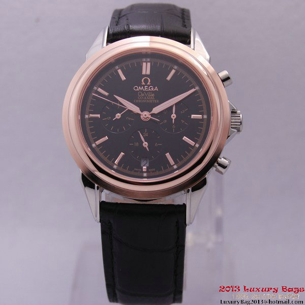 OMEGA DE VILLE CO-AXIAL Chronometer Red Gold on Black Leather Strap OM77512