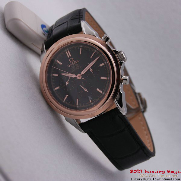 OMEGA DE VILLE CO-AXIAL Chronometer Red Gold on Black Leather Strap OM77512