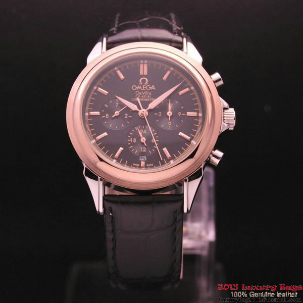 OMEGA DE VILLE CO-AXIAL Chronometer Red Gold on Black Leather Strap OM77512