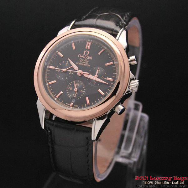 OMEGA DE VILLE CO-AXIAL Chronometer Red Gold on Black Leather Strap OM77512