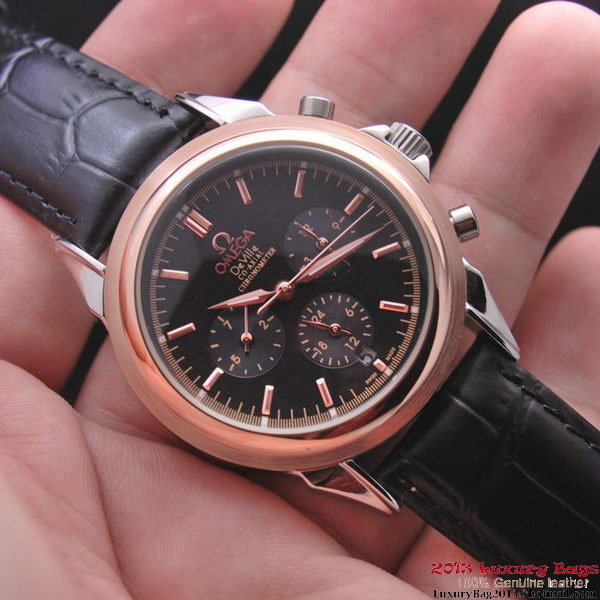 OMEGA DE VILLE CO-AXIAL Chronometer Red Gold on Black Leather Strap OM77512